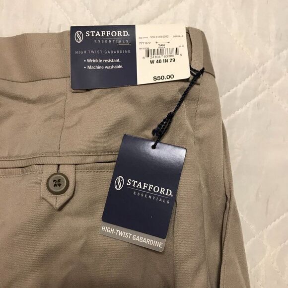 Stafford High-Twist Gabardine tan pants 40X29 nwt - Picture 4 of 5